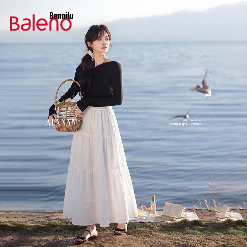 Baleno Women s French Retro High-Waist A-Line Skirt One Size