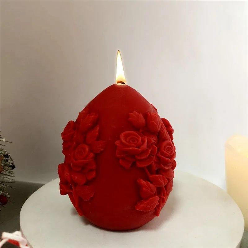 M-Modern-Easter Day Gift Egg Candle Making Silicone Mold Festival Embossed Eggs Resin Epoxy Mould Carved Rose Soap Tool