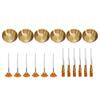 Facial Mask Bowl and Brush Kit 6Pcs Golden Mixing Bowls 12Pcs Mud Mask Brushes for Skin Care Fan Shaped Flat Head