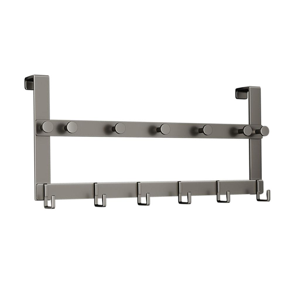 Bathroom Over the Door Hooks Coat Hanging Rack 13 Hooks Punch-free Clothes Hat Towel Hanger Organizer Rack Aluminum
