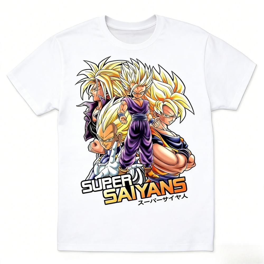 Dragon Ball Super Saiyan Unisex Koszulka z Czystej Bawełny 2026 Lato Nowa Anime Nadruk Casualowa Koszulka z Krótkim Rękawem