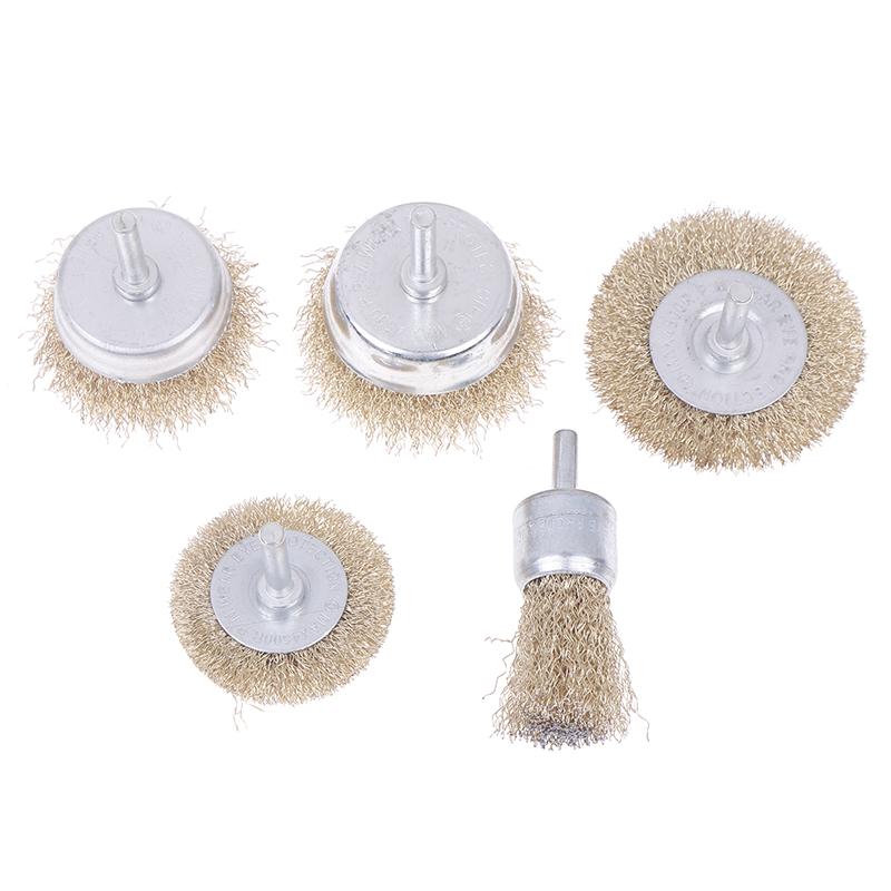 3/5 Stück Stiftform Stahlbürste 5 Stück Bohrmaschine Stahlbürstenrad mit Stiel Polieren und Rostentfernung Bohrmaschine Werkzeugzubehör