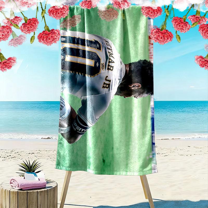 Neymar Print Beach Towel, Large Soft Quick Dry Towel for Beach Camping Swimming