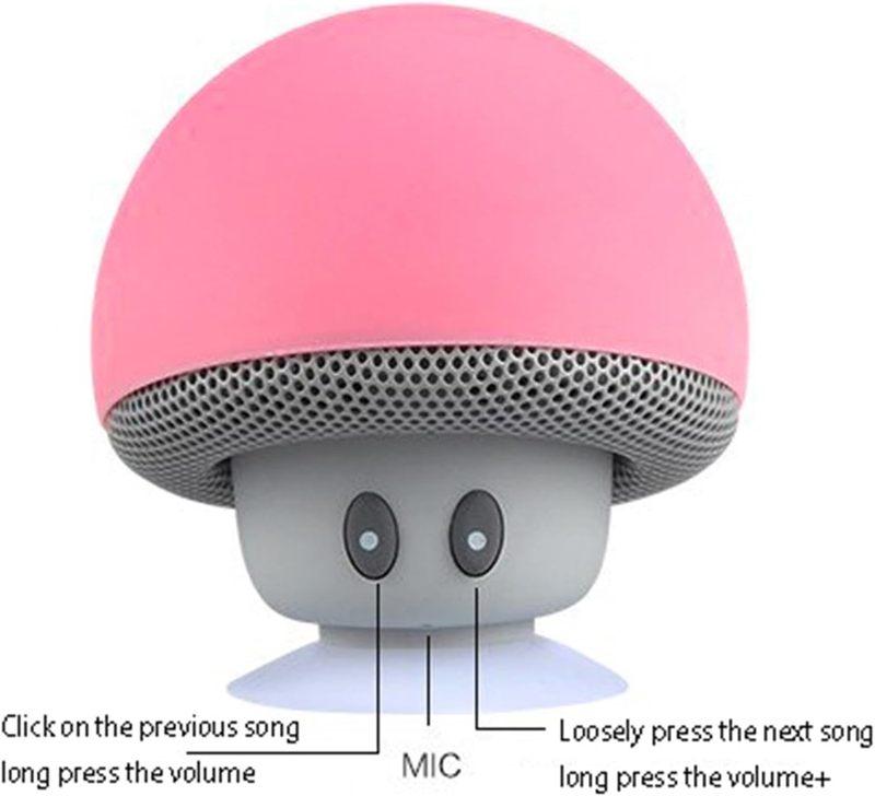 Przenośny głośnik Bluetooth Mushroom Mini bezprzewodowy wodoodporny głośnik z przyssawką do użytku na zewnątrz, w domu, samochodzie, na biurku