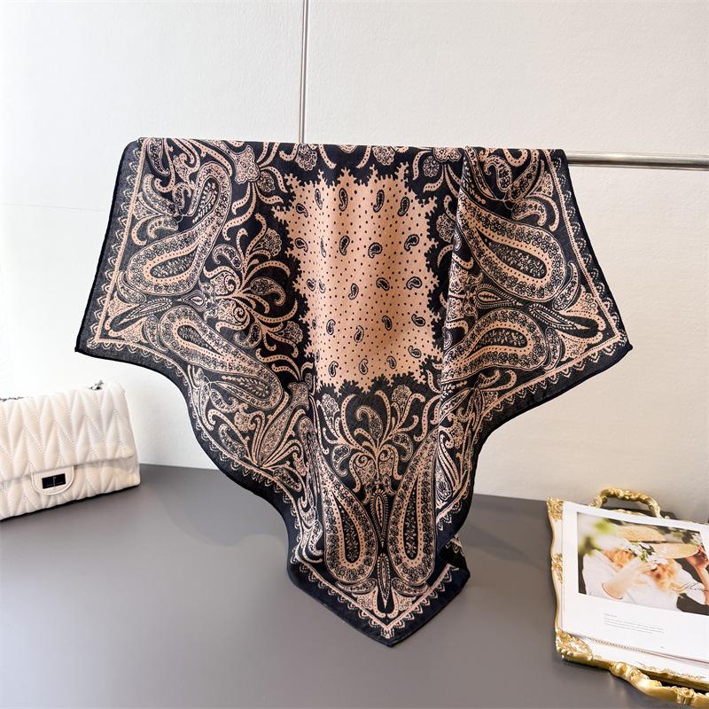 Fei pattern Pace herringbone pattern cotton and linen small square scarf silk scarf imitation velvet headscarf shawl sun protection scarf women's scar