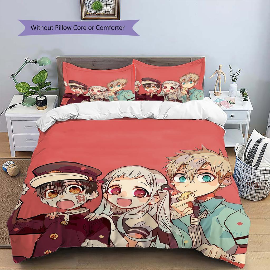 Toilet‑Bound Hanako‑kun2 Pattern Bedding Quilt Set  Home Decoration  Gift (1 * duvet cover + 2 * pillowcase  without core)