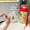 X&W Crayon Shin-Chan Straw Thermos Cup Stainless Steel Cartoon Thermal Mug for Kids Leak-proof Insulated Cup with Carry Rope