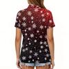 Women's Fashion Casual Lapel Short Sleeve Christmas Print Shirt Women's Button Up Tops