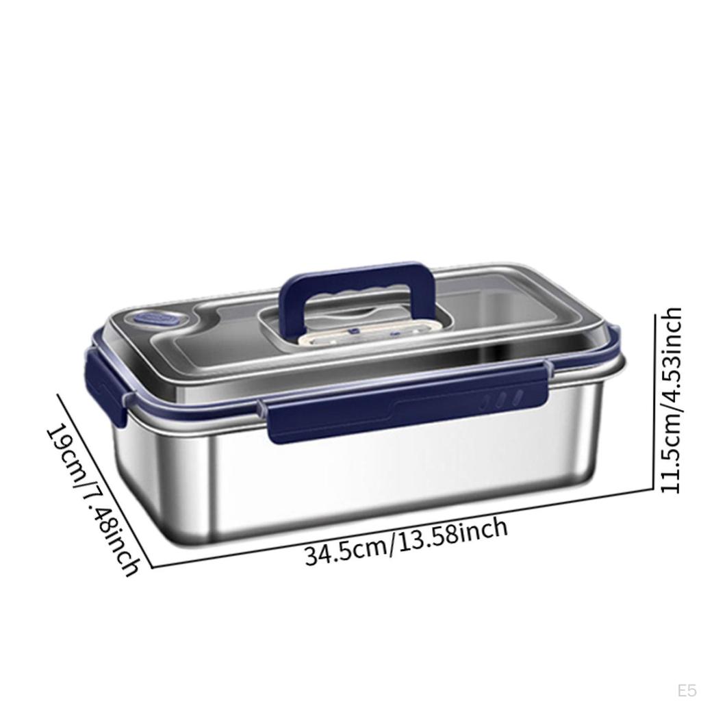Stainless Steel Lunch Box Food Container Rectangle Stackable Lightweight Refrigerator Storage