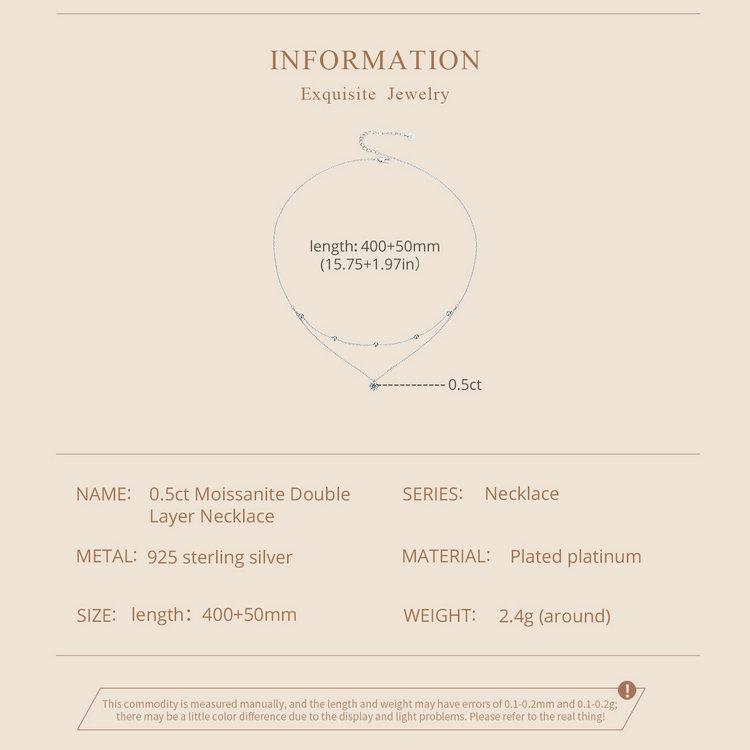 BAMOER Moissanite Layered Pendant Necklace 925 Sterling Silver Round Multilayer Stylish Dainty Choker Necklace 17.7 Inches