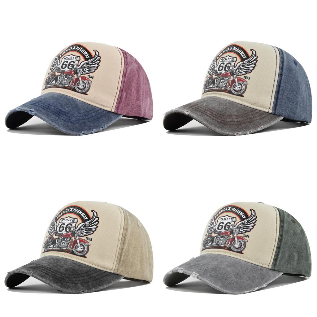 Berretto da Baseball Vintage Route66 Cappello con Stampa Retrò a Becco d'Anatra Cappello da Motociclista Camionista Cappello da Sole da Uomo