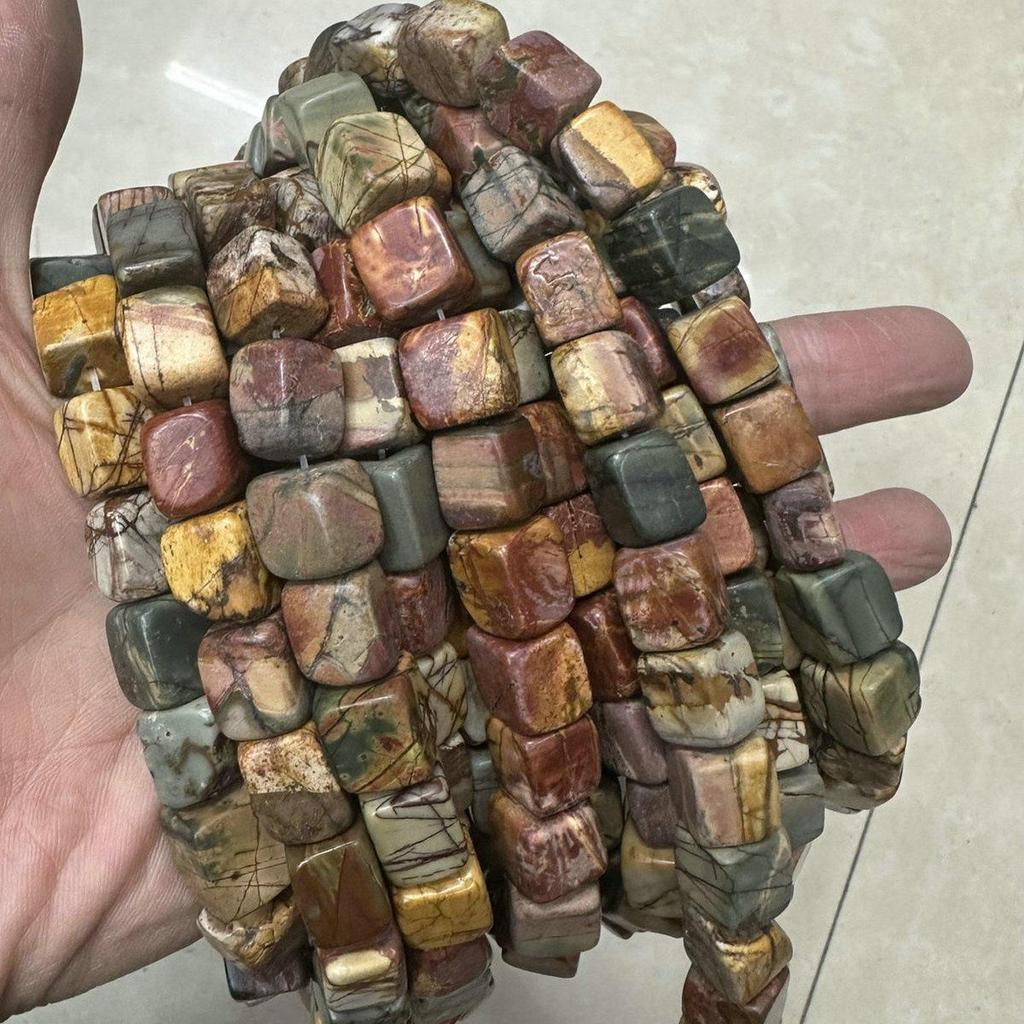 Picasso Nüwa Stone Red Thread Natural Rectangular Beads for DIY Jewelry Accessories