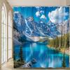 1 piece Secret Snow Mountain Waterfall Lake View themed digital printed shower curtain, vibrant mountain and lake design