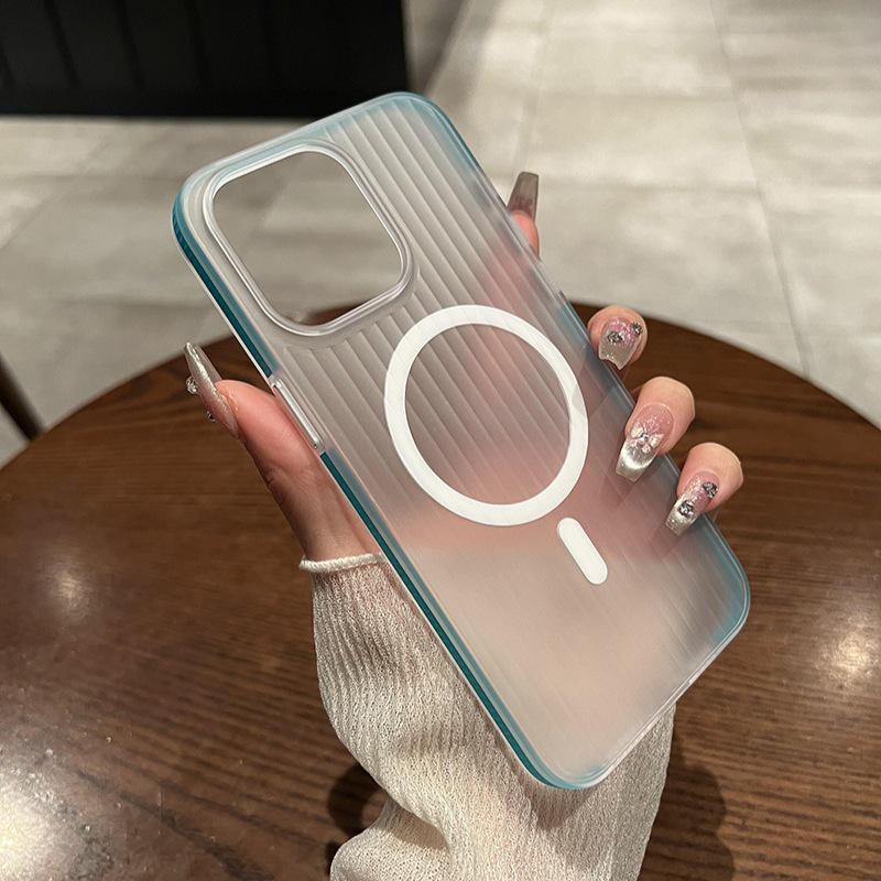 

Corrugated Magnetic iPhone 17 Pro Max Case - Anti-slip Edge, Frosted Apple 16 Protection iPhone 17 Pro