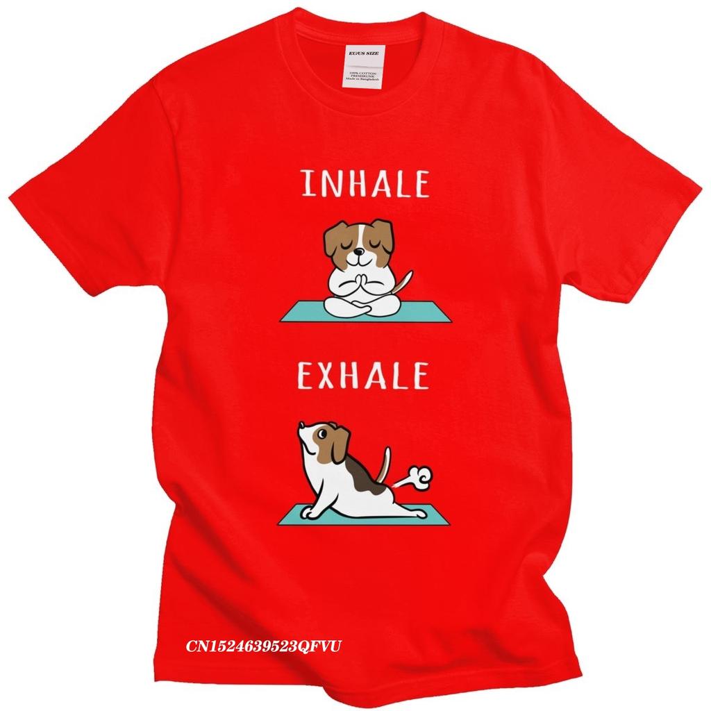 Funny Jack Russell Terrier Men Cotton Leisure Japan Dog TShirt Fashion Camisas Men Yoga Inhale Exhale Harajuku Shirt Gift