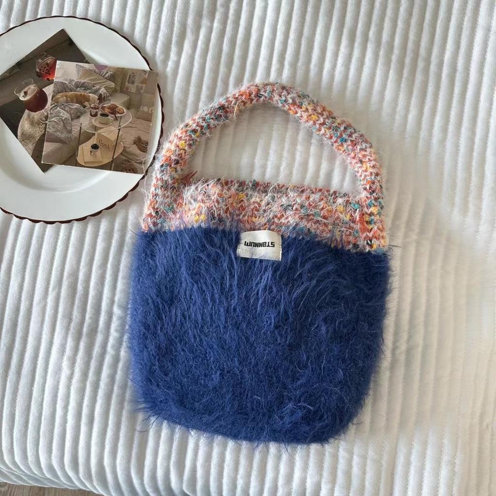 Handbags for Women Korean Knitting Fashi Spring Autumn Fashi Patchwork Girls Handbag