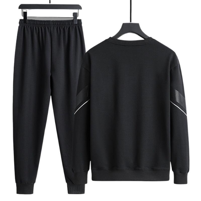 2025 Autumn Men's Casual Sports Hoodie Set: Middle-Aged & Young Round Neck Loose Fit