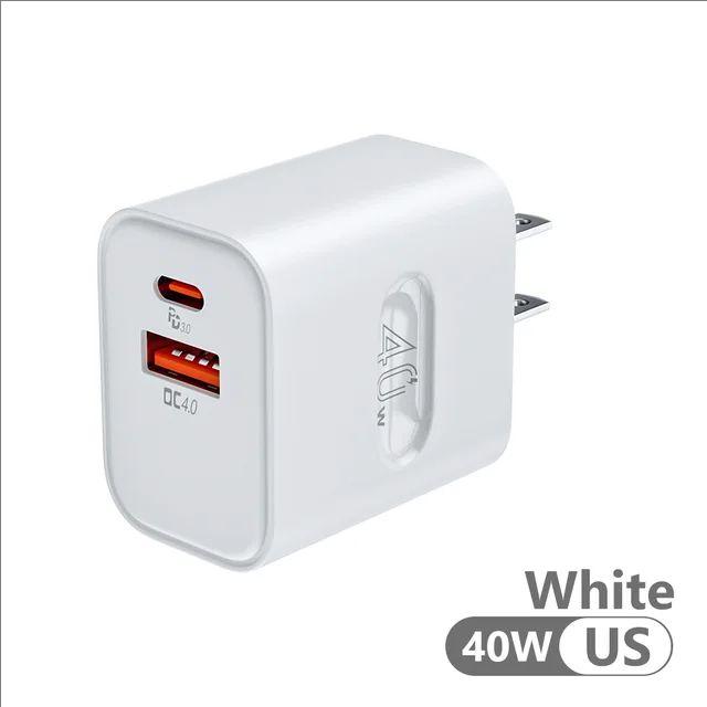 Total 40W USB Fast Charger PD Quick Charge Phone Charger EU/US Plug Adapter For iPhone Xiaomi Samsung  USB C Wall Charger
