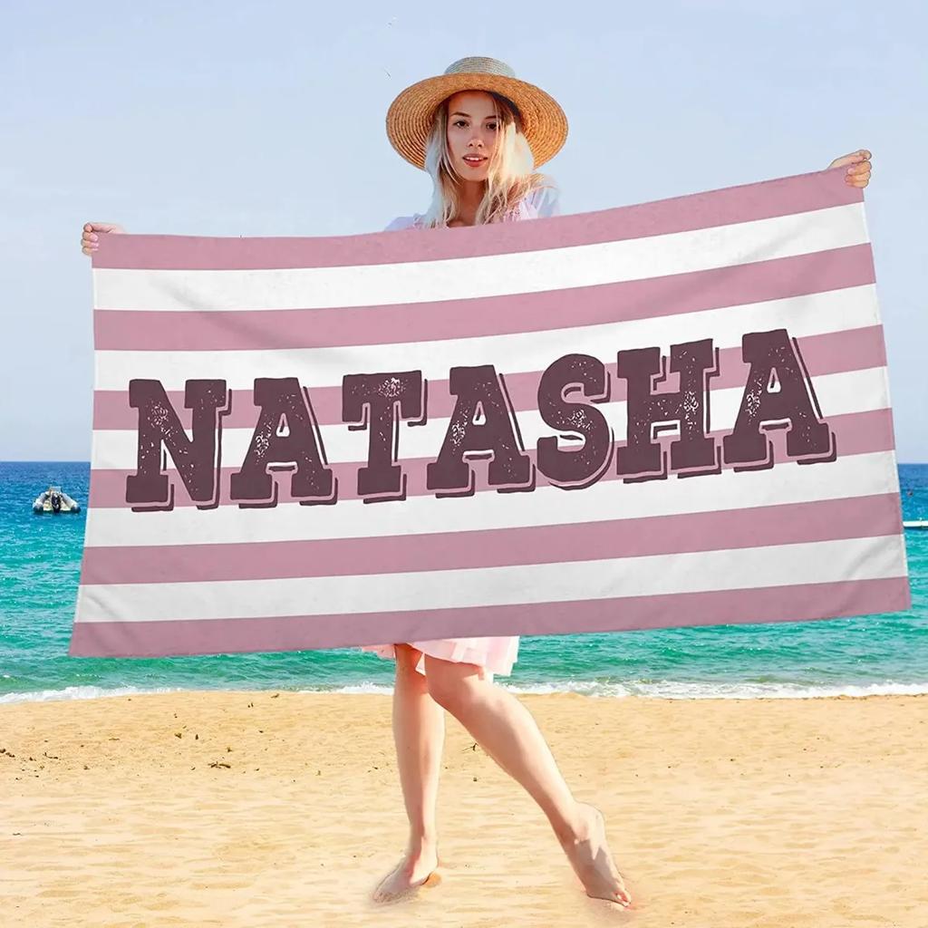 Personalized Beach Towel Customized Name Text Custom Bath Towel For Beach Gym Bathroom Own Design Pool Towel For Women Kids Gift