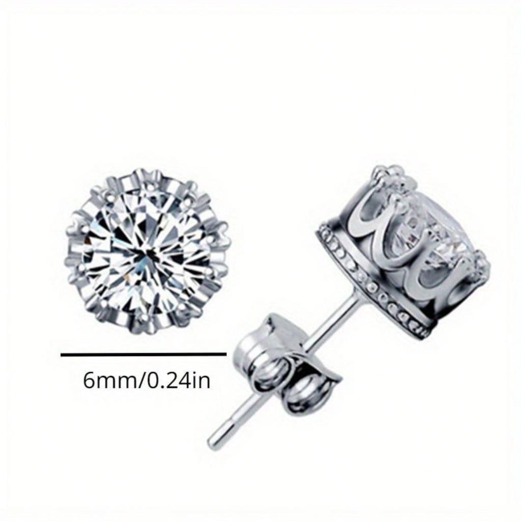 1pc Simple Crown Earrings, Light Luxury Synthetic Zircon Earrings