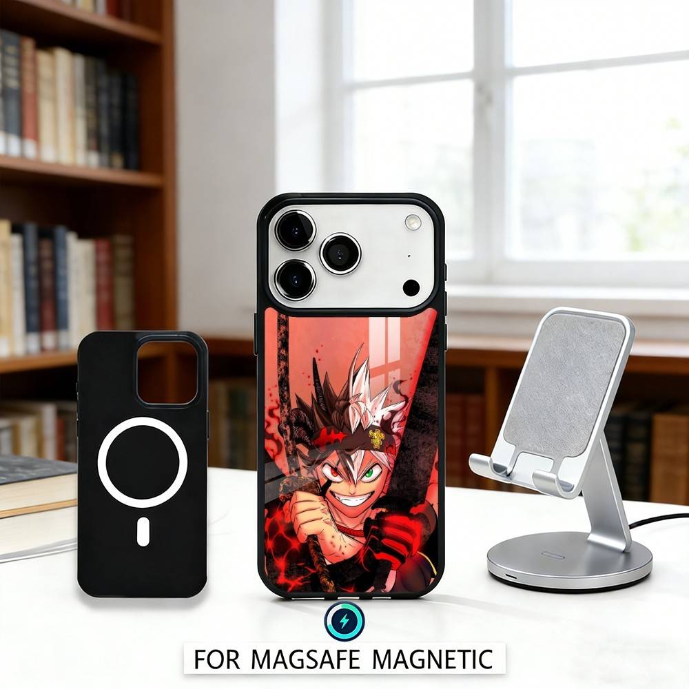 

B-Black A-Asta Clover Phone Case For iPhone17,16,15,14,13,12,Pro,Max,Magnetic For Magsafe Wireless Charging iPhone12PRO