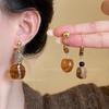Maillard Amber Tiger's Eye Stone Earrings Women's Autumn and Winter Unique Stud Earrings Niche Earrings