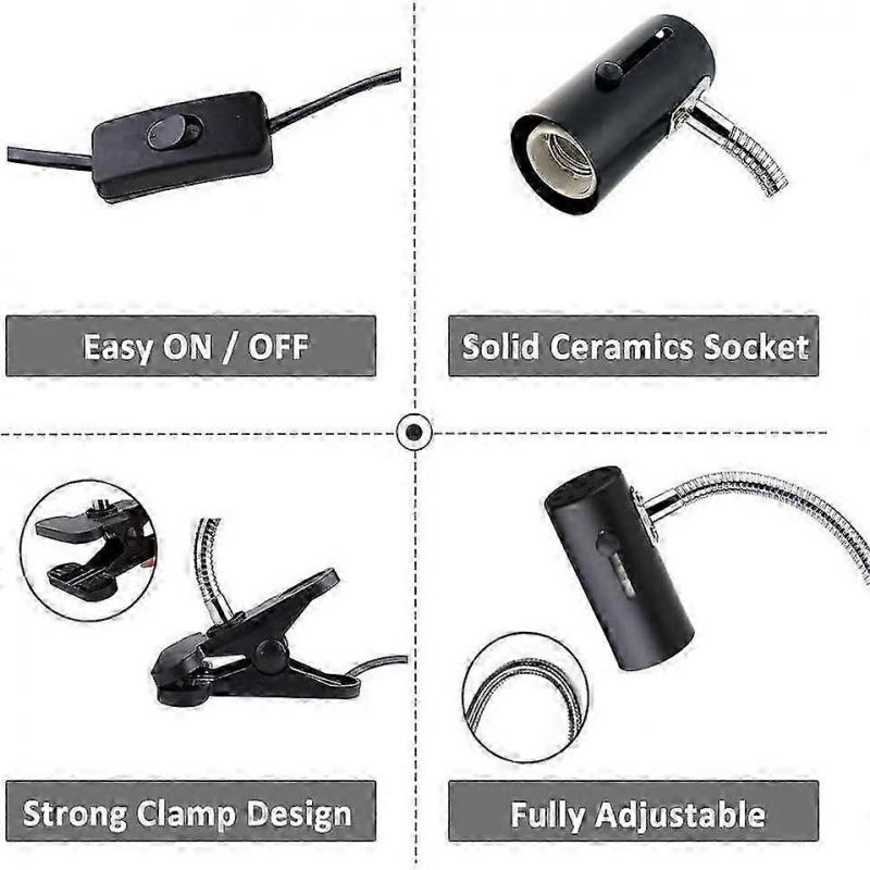 E27 with Clip and 1.8m Cable for Reptile Light (without Bulb)