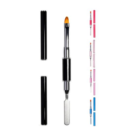 Yousheng Universal Nail Art Pen Easy Use Stainless Steel Dual Ended 2 in 1 Gel Nail Brush for Home