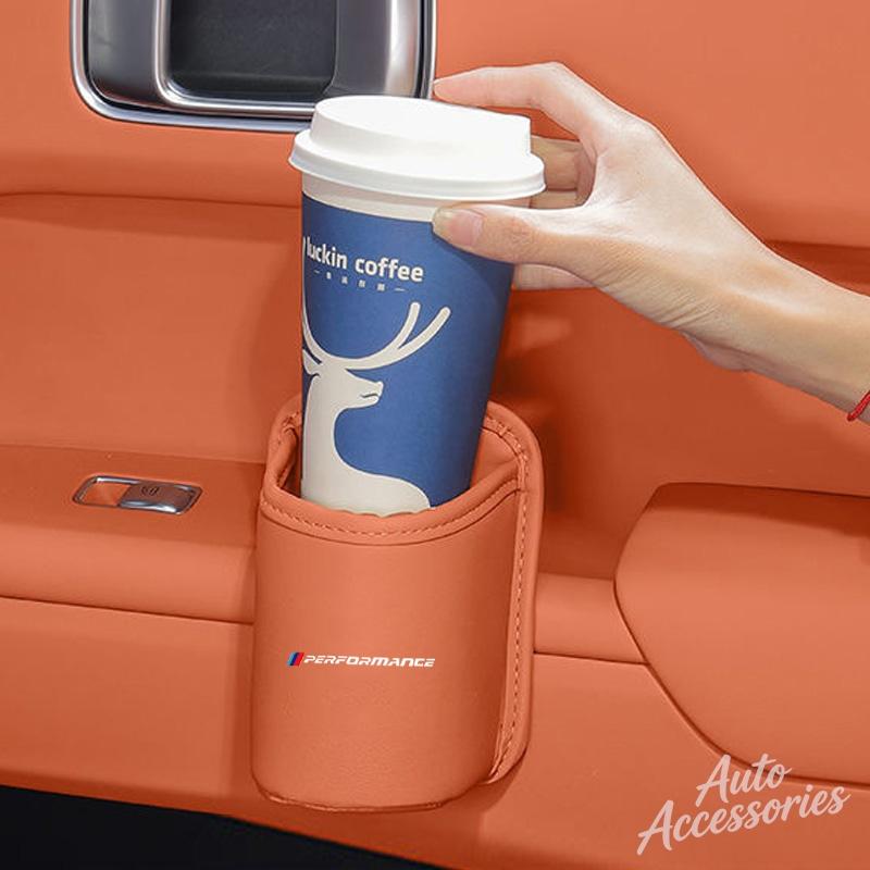 Leather Car Water Cup Box Back Seat Drink Rack Storage Auto Accessories For BMW F10 F20 F30 F40 F26 F31 F49 F86 M3 M5 X3 Sticker