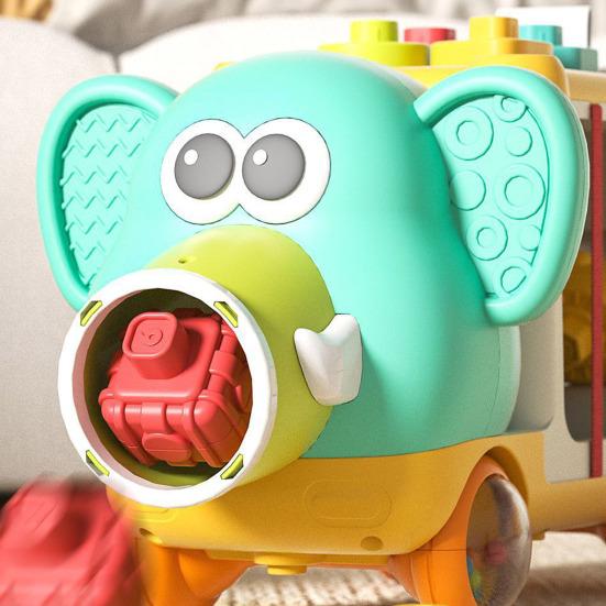 Cartoon Elephant Truck Toy Shape Sorting Matching Color Cognition Stacking Fine Motor Skills Busy Cube Sensory Toy Toddlers Boys