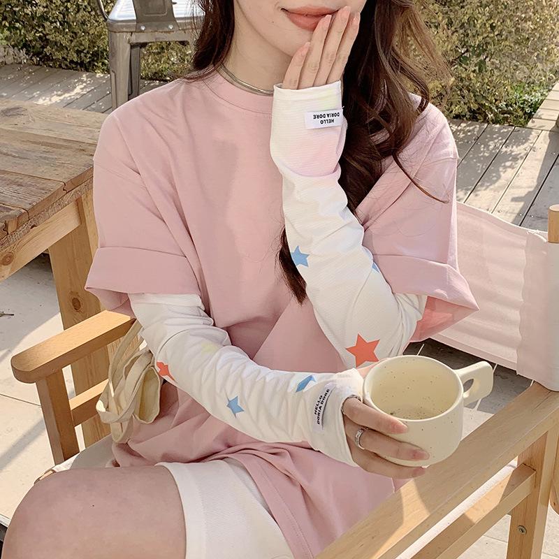 "2023 Floral Ice Silk Sun Protection Sleeves for Women - UV Protection Summer Gloves"