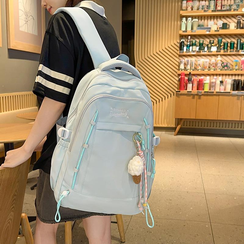 Schoolbag Korean version of college style large-capacity backpack high value lightweight leisure travel backpack junior high school student schoolbag