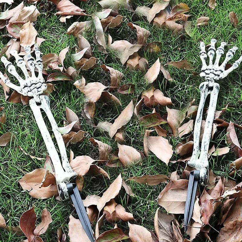 1-6 STÜCKE Halloween Dekoration Skelett Hand Knochenhof Einsatz Geisterarm Requisite für Spukhaus Outdoor Party Horror Szene Deko
