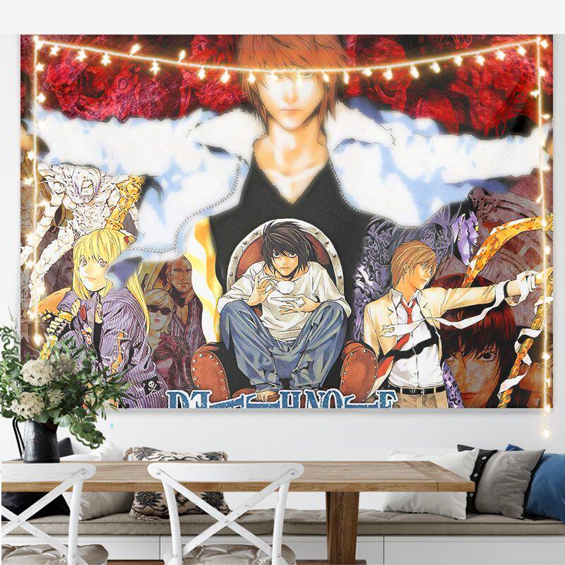 New Hot Japanese Anime Death Note Print Tapestry Wall Hanging Poster Bedroom Backdrop Wall Art Home Decor