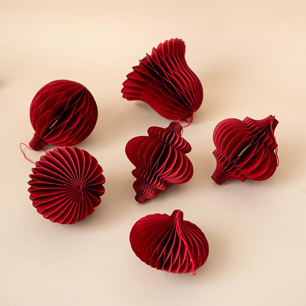 Dekorative Ornamente 3D Origami Laterne Feiertagsveranstaltungen Neujahrsfeiern Rot Verspielte Dekoration Beleuchteter Visueller Effekt
