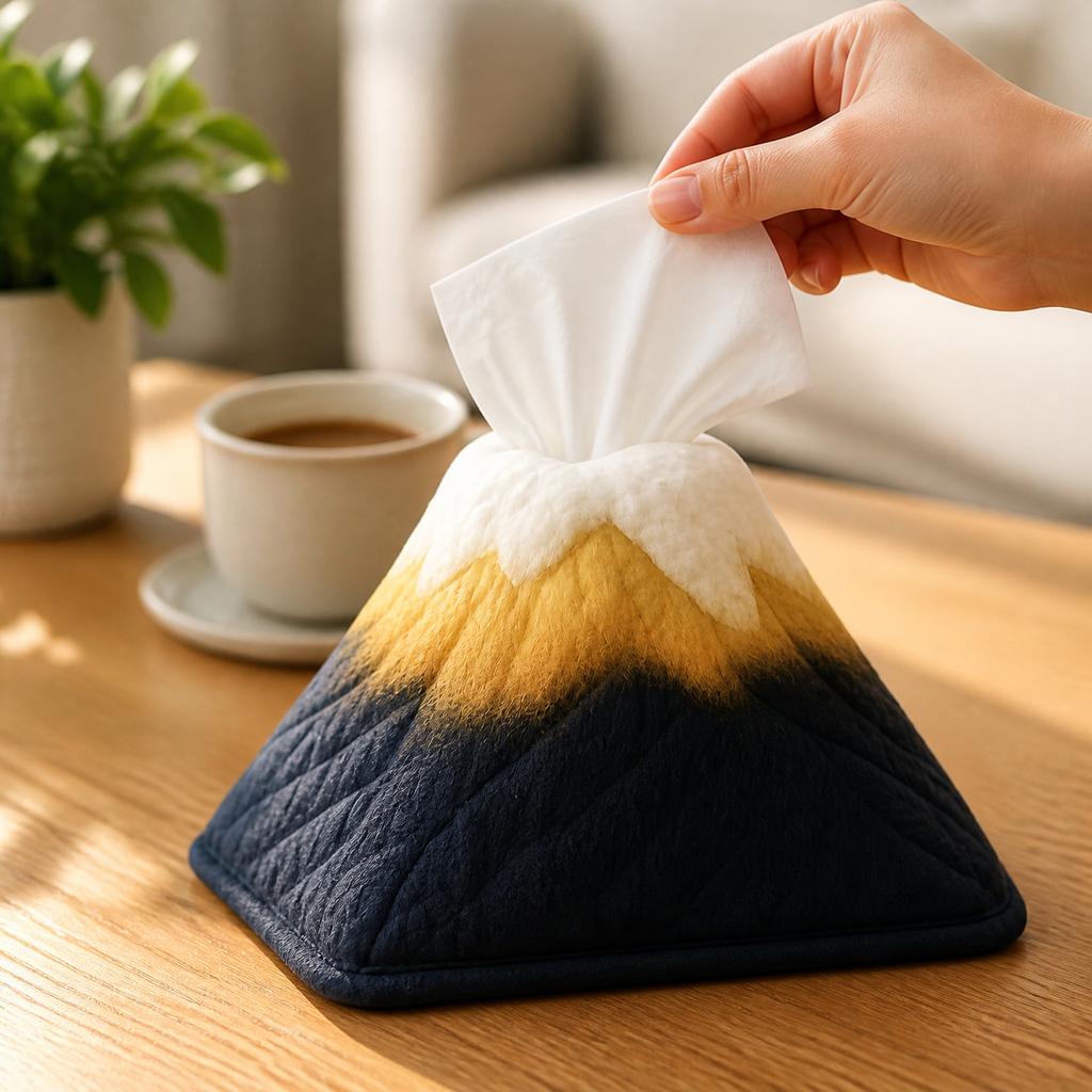Mountain Shaped Tissue Box Cover Creative Pyramid Design Soft Fabric Material Suitable for Living Room Bedroom Home Decoration