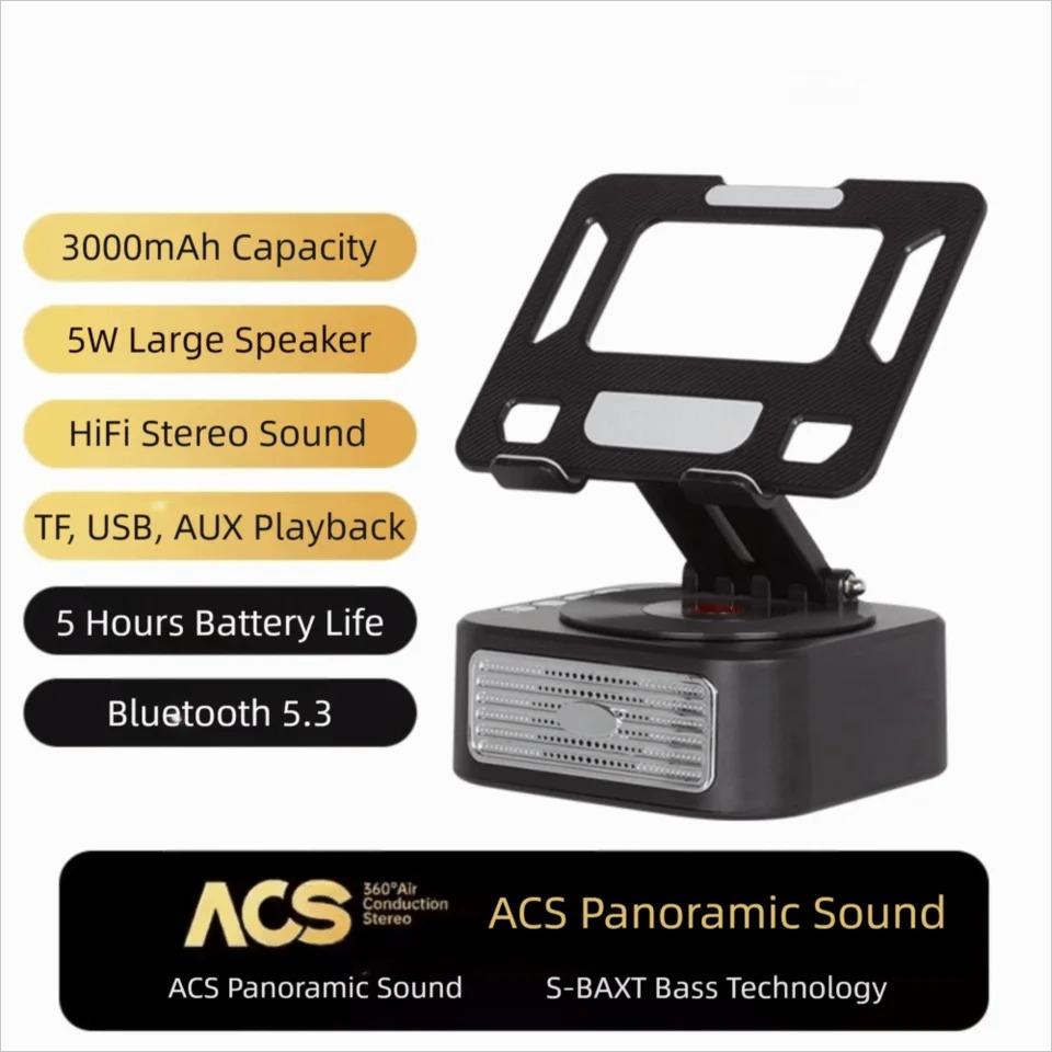 3-in-1 Bluetooth 5.3 Wireless Stand Speaker For ipad Tablet Cell Phone Holder Stand Foldable Support Power Bank Charging For Video Meeting Live