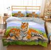Tiger Duvet Cover Set King/Queen/Full Size Wild Theme Bedding Set Animals Pattern Polyester Comforter Cover with 1/2 Pillowcases
