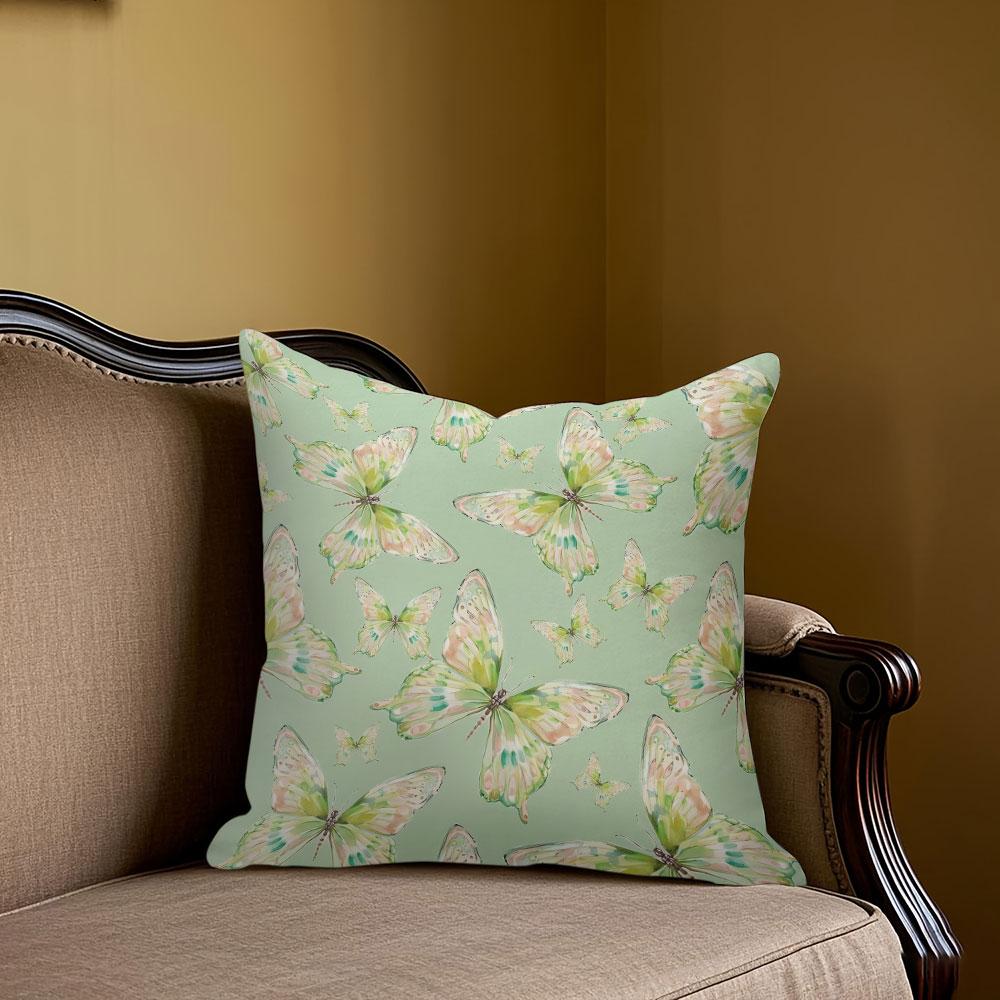 Mint Flutter Square Jacquard Pillow Cover for Sofa Office Waist Cushion Cover Home Decorative Pillowcase