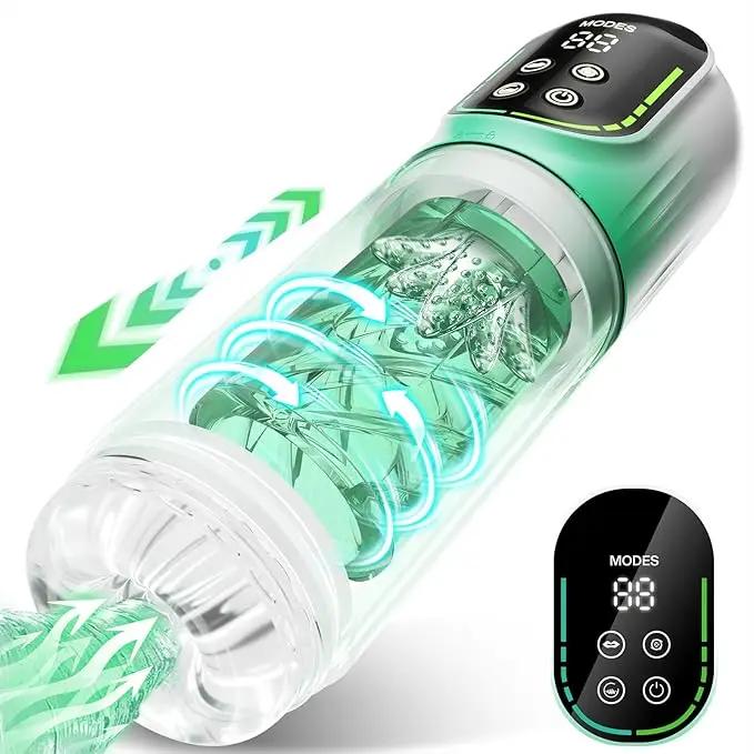 Automatic Male Masturbator Penis Vacuum Pump Sex Toy for Men Blowjob Thrusting Rotating Vibrating Sucking Licking LCD Sex Games