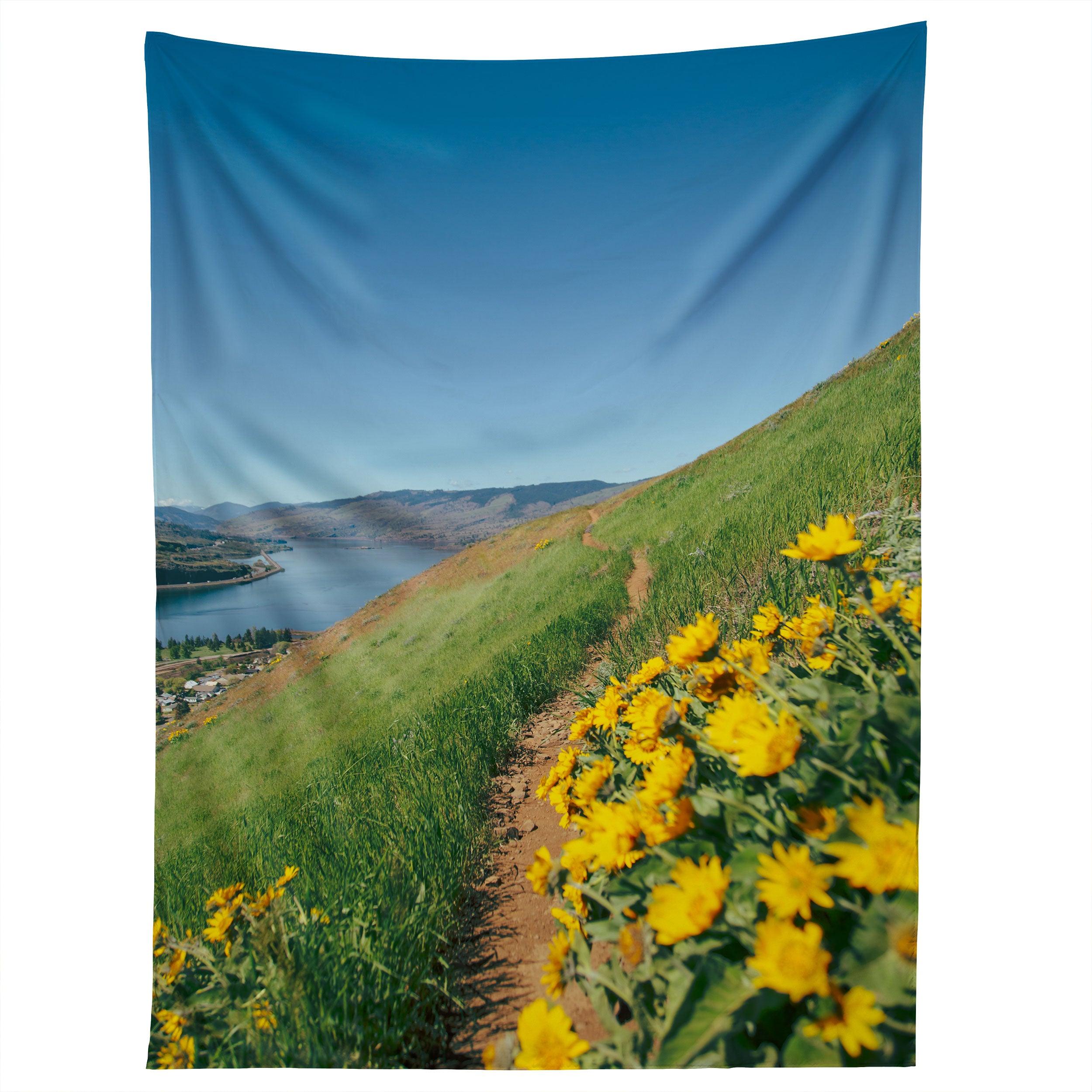 YELLOW FLOWER PATH tapestry 75x100