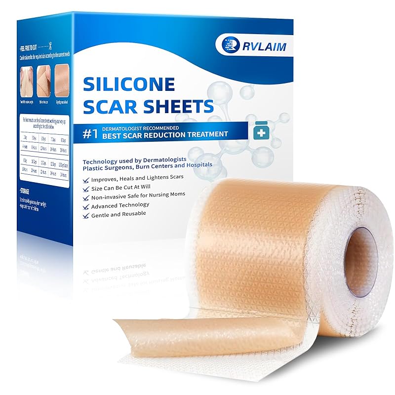 Silicone Scar Sheets, Silicone Scar Tape(1.8” x 157” Roll 4M), Silicone Scar Sheets for Surgical Scars, Keloid Bump Removal, Stretch Marks 1.5M