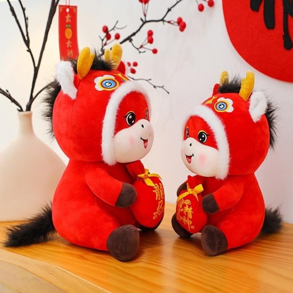 2026 Red Lucky Plush Stuffed Animal Traditional Auspicious Horse Plush Doll  Kid Gift