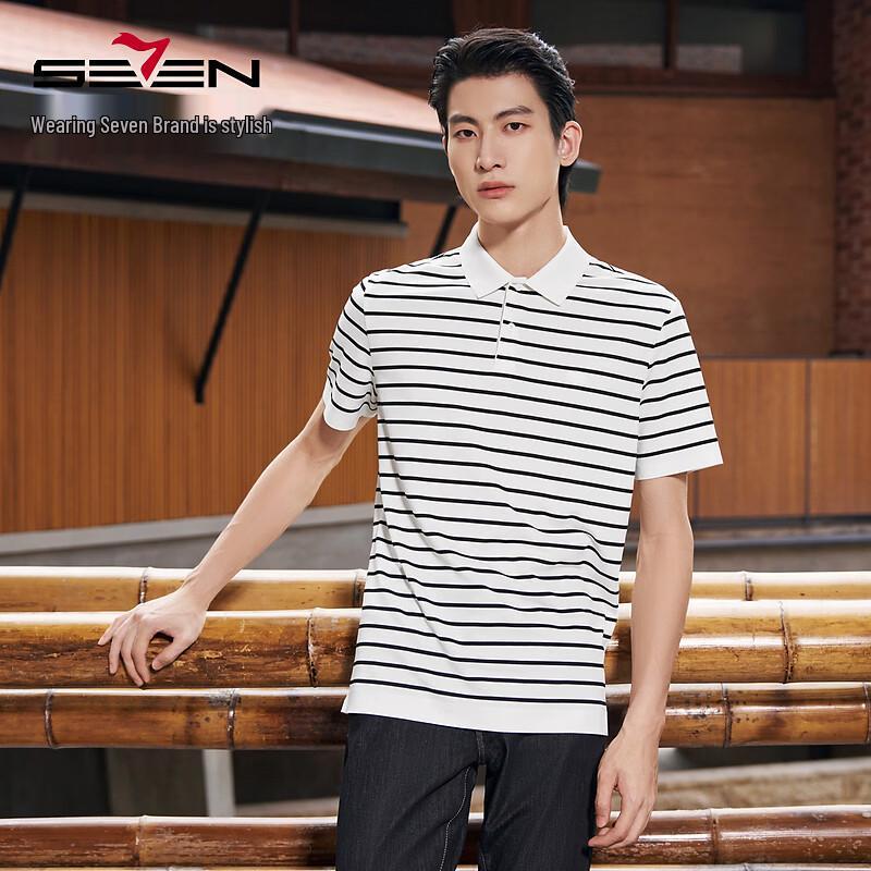 

SEVEN Men s Seamless Striped Short-Sleeve Polo Shirt XL