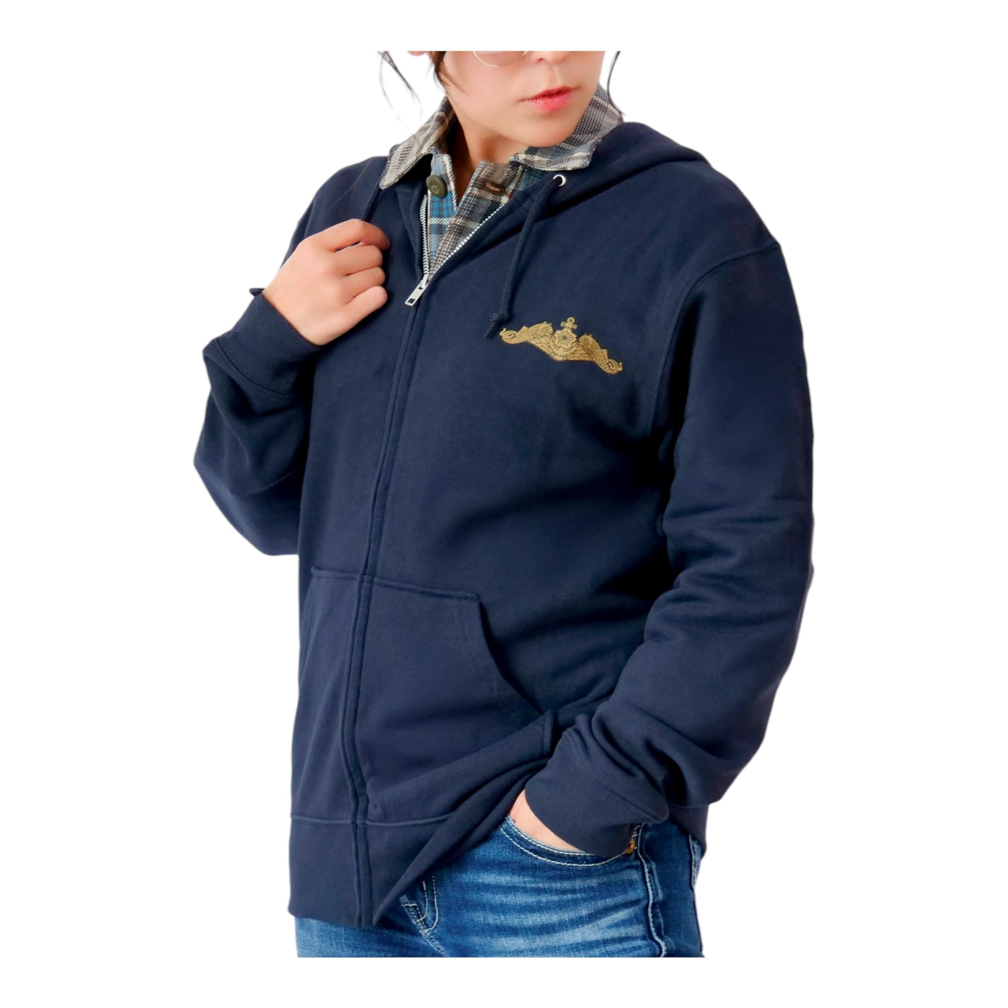 

Fuji Uniforms JSDF Hoodie Emblem Dolphin JMSDF Military Submarine (Diving Mark) Hoodie, Lightweight, Thin, Zip-Up Sweatshirt, (NV, M)