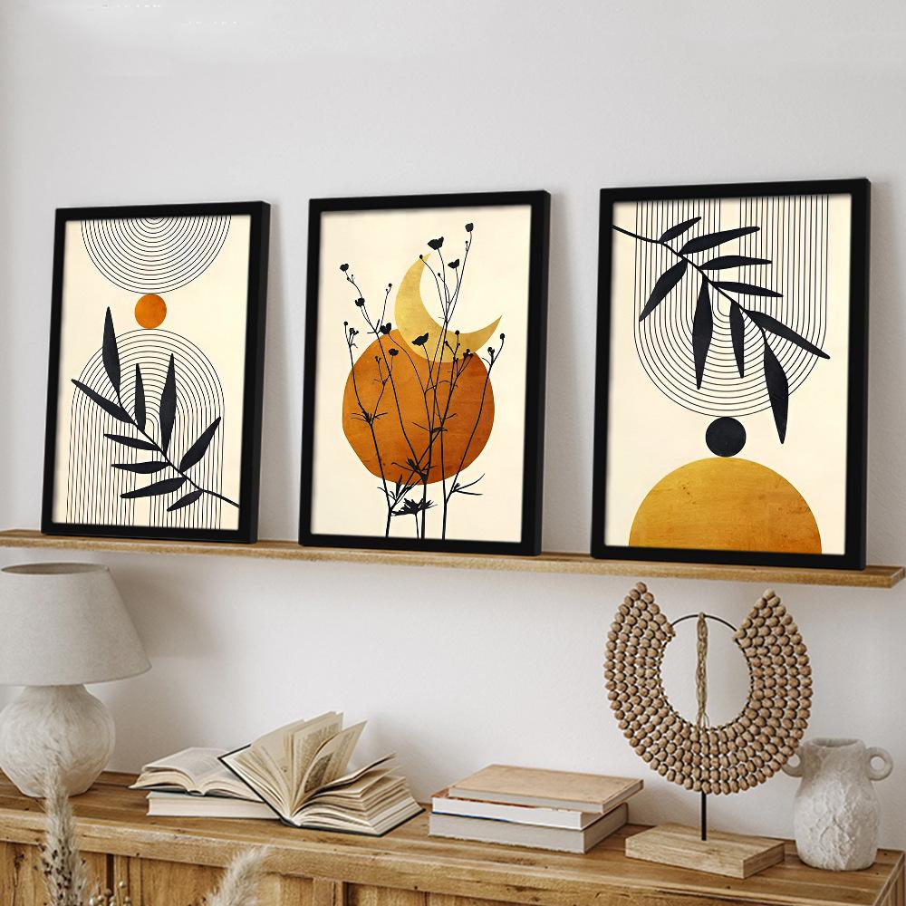 3pcs/set Abstract Plant Art Oil Painting Canvas with Wood Frame Draw Wall Decor Home Room Decorations