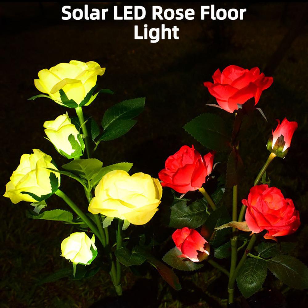 5-Pack Solar Rose Lights, Realistic LED Flowers, Waterproof Outdoor Solar Garden Lights for Yard Patio Lawn Decor