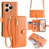 For Huawei Pura 80 Leather Case Zipper Pocket Wallet Phone Cover with 2 Straps