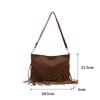 Mode Vintage Leder Umhängetasche Boho Stil Schultertasche Quaste Niete Kreuz Dekor Quadratische Geldbörse Lässige Messenger Bag CLE