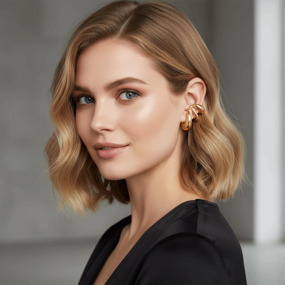 Zinc Zinc Alloy Fake Piercing Earrings Water Drop Ear Cuff Jewelry Vintage Multilayer Hollow Ear Clips  Wear